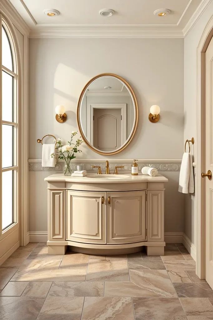 Light Beige Vanity with Stone Top